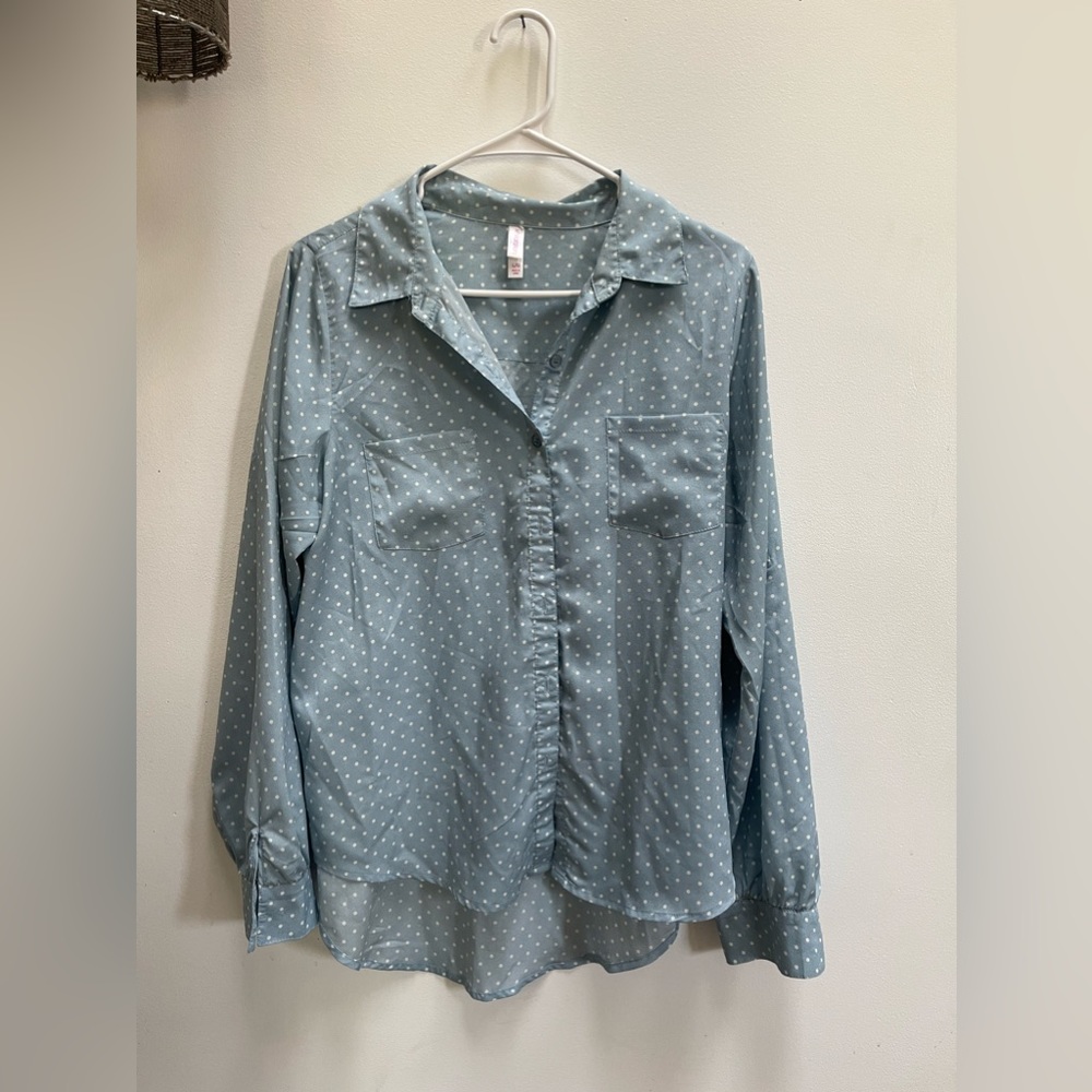 Xhileration, large blouse, polka dot